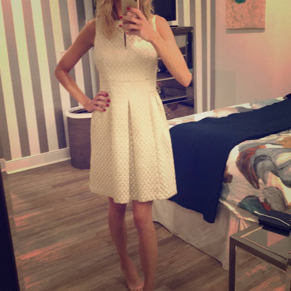 Ralph Lauren gold and cream peplum dress - Picture 2 of 5